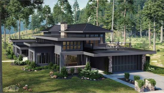 Bold Modern Home with Diverse Rooflines & Large Windows