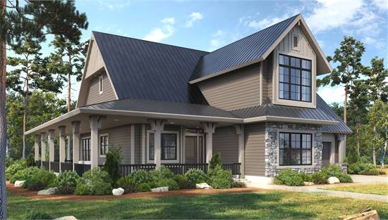 Bold Barndominium with Cross Gables and Wraparound Porch