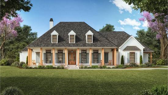 Gorgeous Day Front View with Acadian Roof Line and Dormers