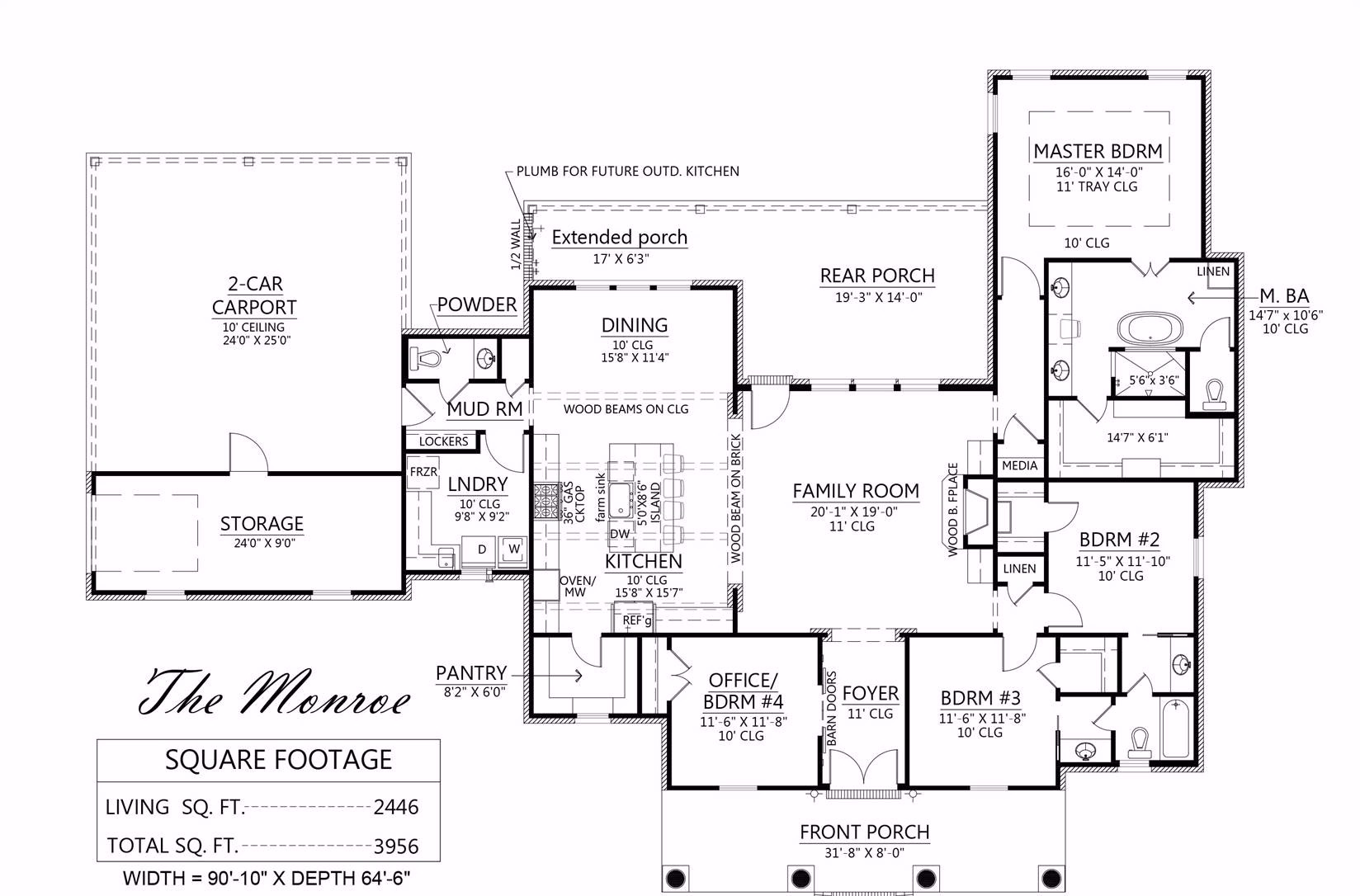 One Story Southern Acadian Style House Plan 3327 Monroe