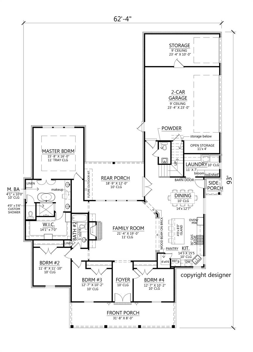 One Story Southern Style House Plan 3418 Kentwood