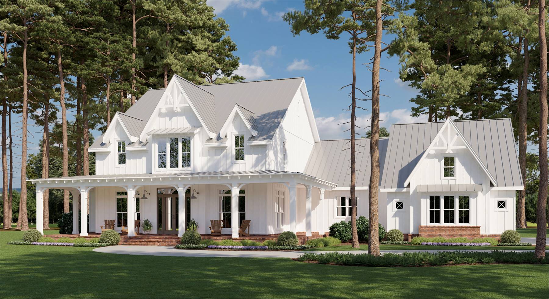 Traditional Farmhouse with Covered Front Porch