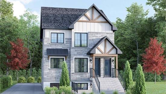 Contemporary Craftsman Triplex with Separate Entrances