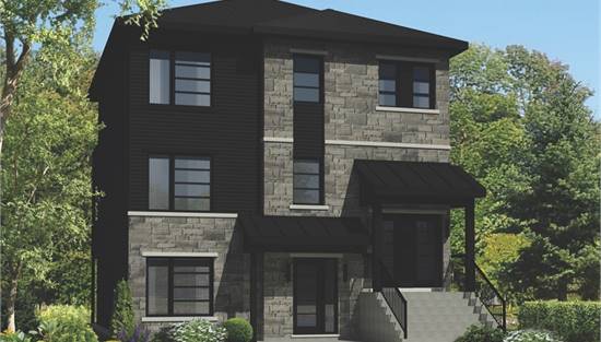 Stately Front View Featuring Stacked Stone