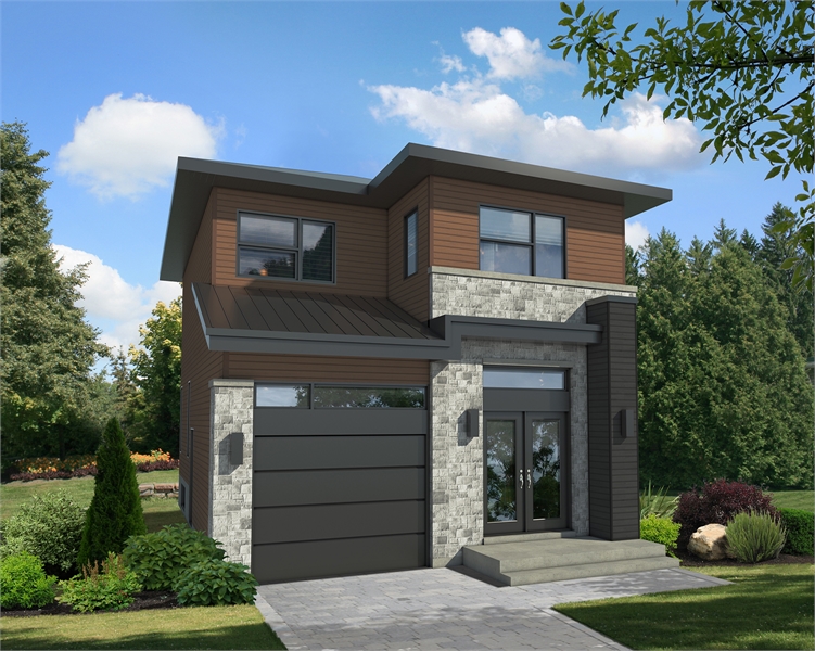 Builder Preferred Narrow Lot Modern Style House Plan 7572