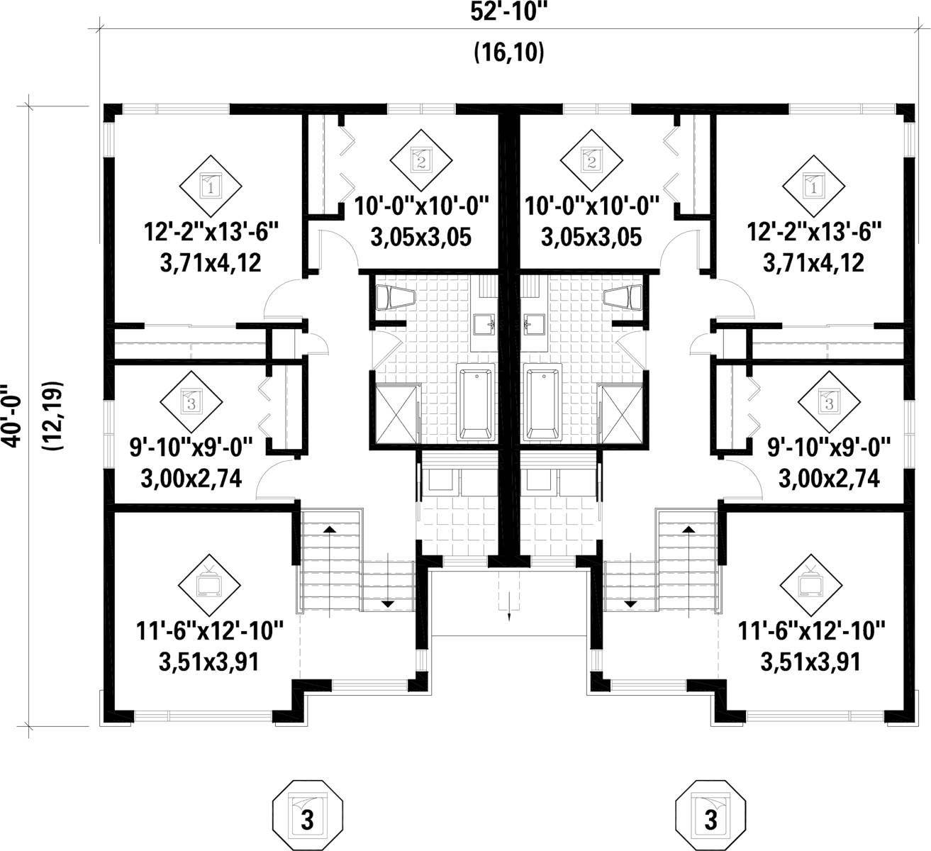 Builder Preferred Modern Duplex Style House Plan 8843 8843