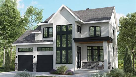 Gorgeous Front View with Two Story Windows and Double Garage