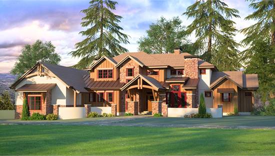 Rustic Mountain Facade with Wood Millwork