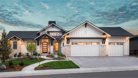 Striking Modern Ranch with Covered Entrance