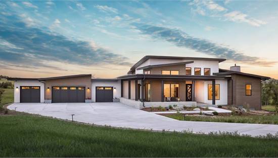 Striking Modern with Sloping Rooflines