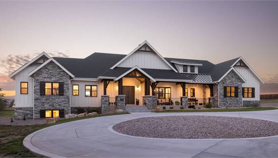 Striking Modern Ranch with Stone Accents