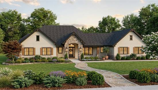 Welcoming One Story Ranch with Stone Entry