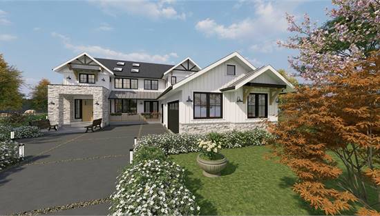 Transitional Farmhouse with 2-Car Garage and Workshop