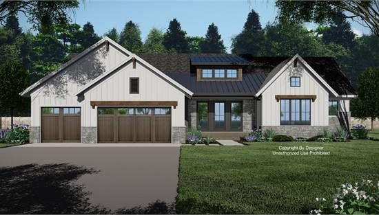 Charming One Story Modern Farmhouse with 3 Car Garage