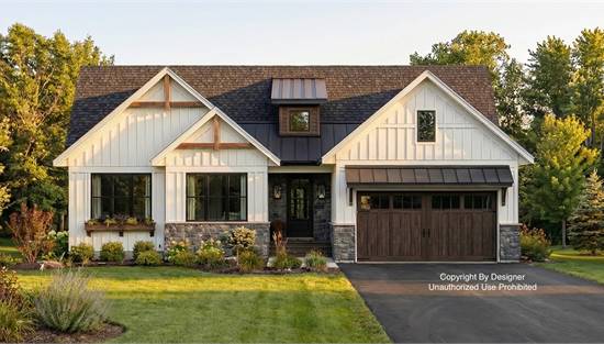 One-Story Modern Farmhouse with 2-Car Garage