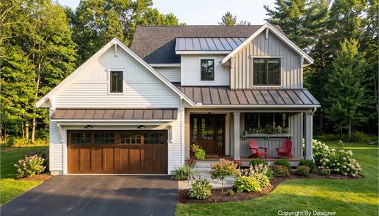 2 Story Modern Farmhouse with Front Entry Garage