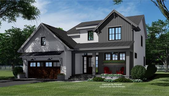 2 Story Modern Farmhouse with Front Entry Garage