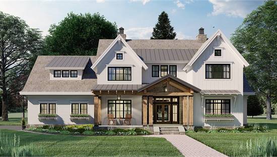 Two Story Farm House Style Plan, Small Two Story House Plans With Garage