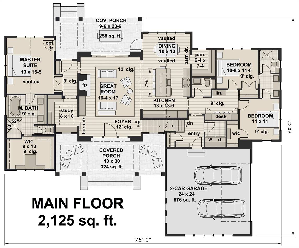 One Story Farm House Style House Plan 3419 Tacoma