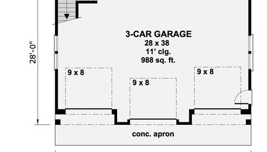 3 Car Basic Garage Plan 844 1 35 2