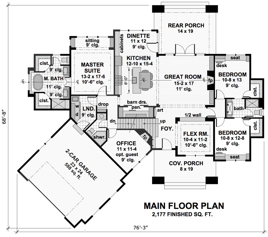 three bedroom cottage house  plan 