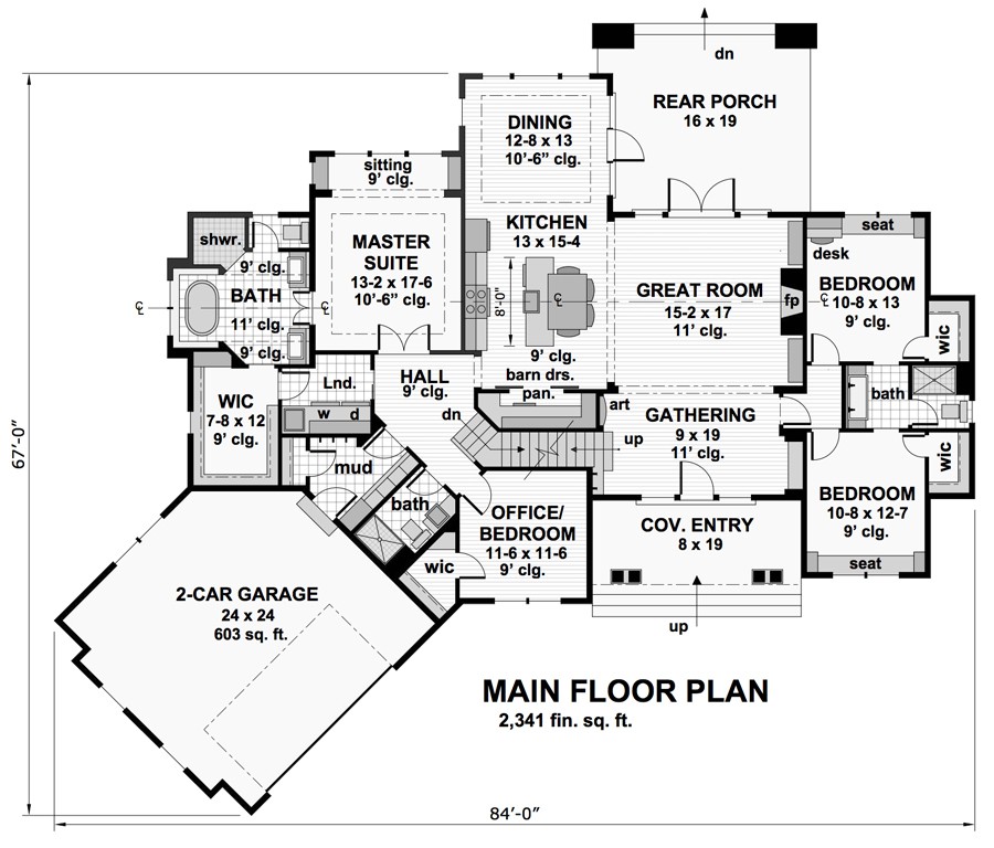 split bedroom design, ranch floor plan