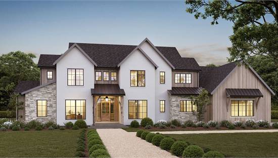 Two Story Transitional Home with Large Windows