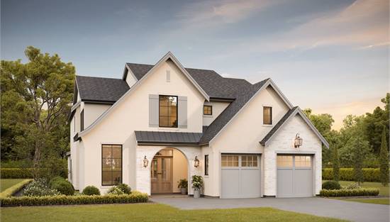 Contemporary European Style Family Home with Arched Entry