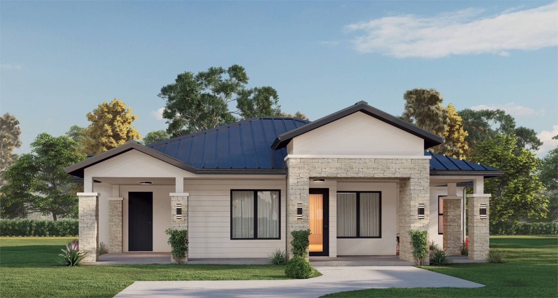 Small Modern Farmhouse with Covered Entry