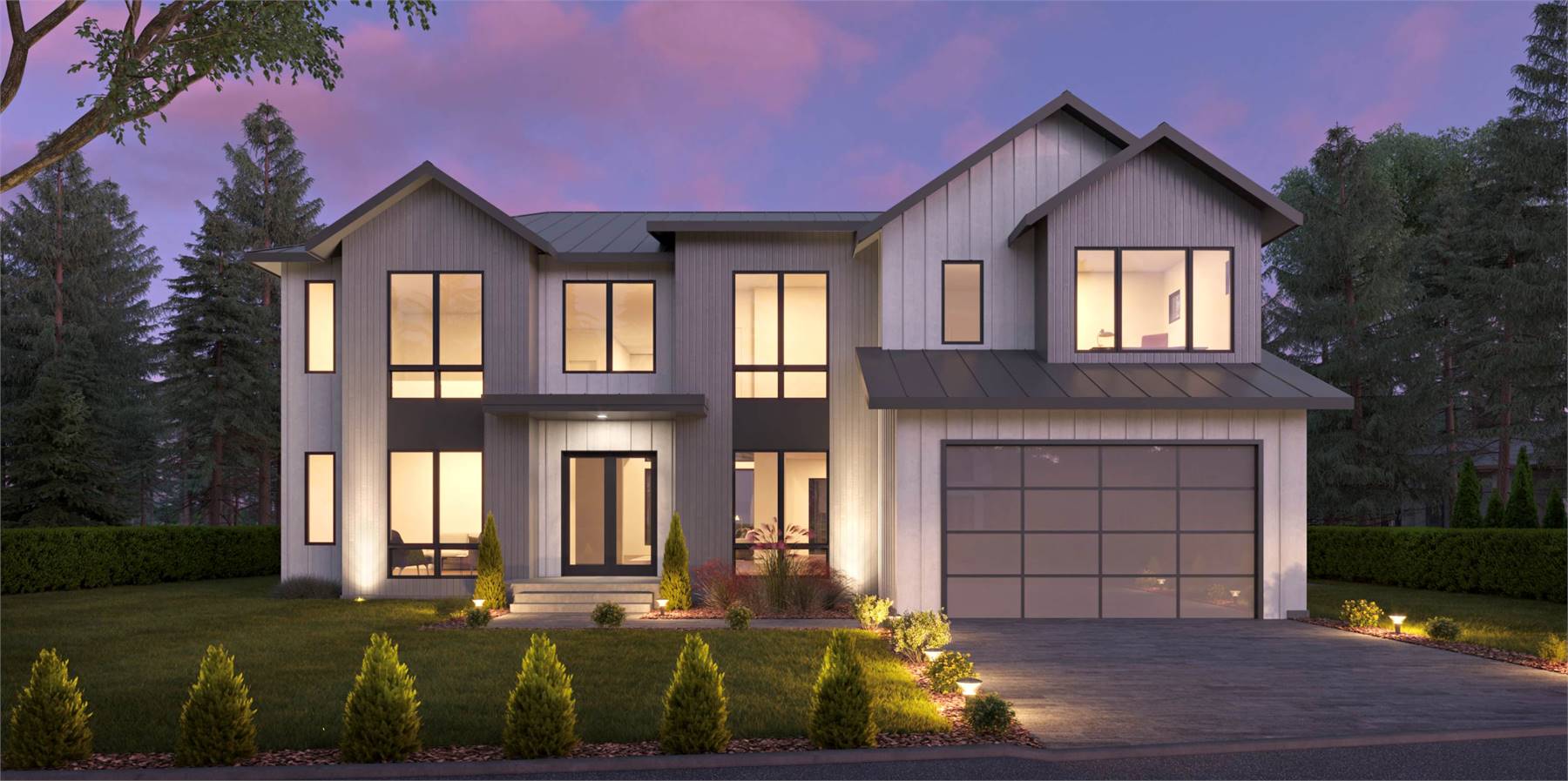 Sleek Modern Farmhouse with Large Windows