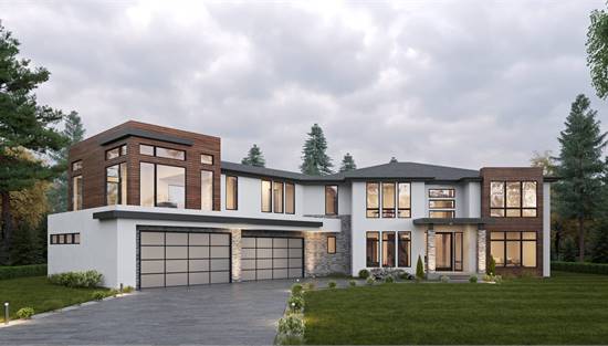 Luxury Modern Home with Angled 4-Car Garage