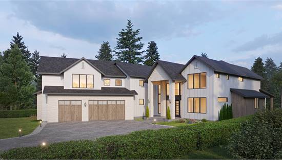 Contemporary Farmhouse with Two Story Covered Entrance