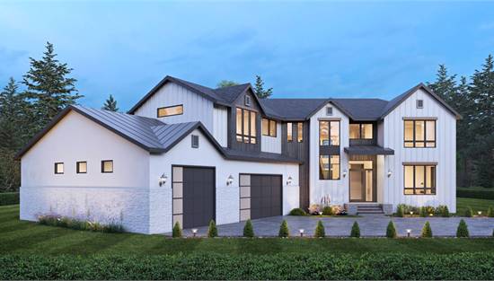 Modern Farmhouse with 3-Car Angled Garage