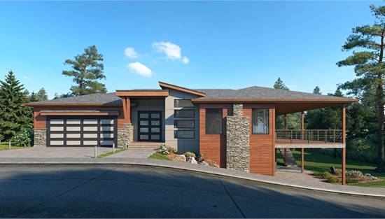 Contemporary House Plan for the Side Sloping Lot