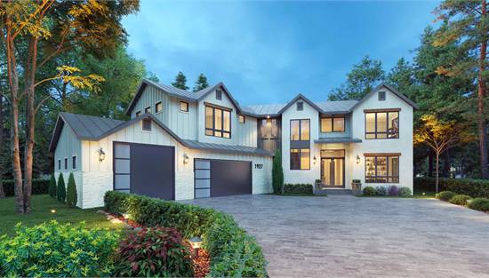 Transitional Home with 2-Story Foyer and Large Windows