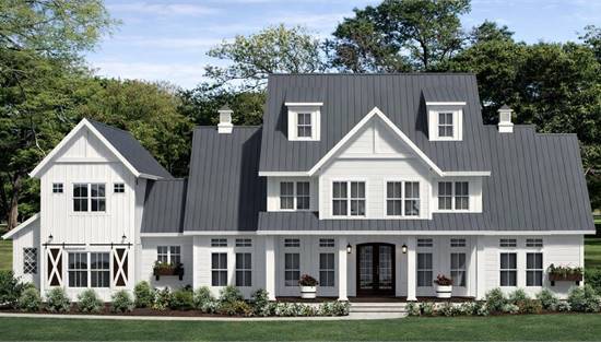Beautiful Front View Featuring Multiple Dormers and Gables