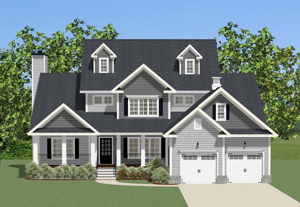 twostory home plan with open floor plan