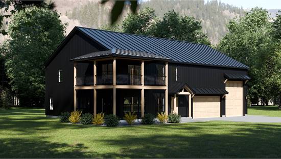 Barndominium with Stacked Decks