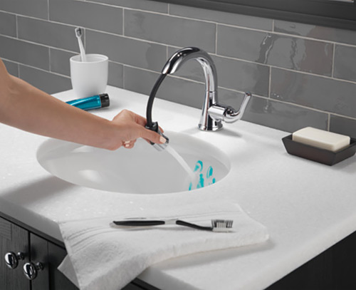 A Sleek Bath Collection with Handy Features