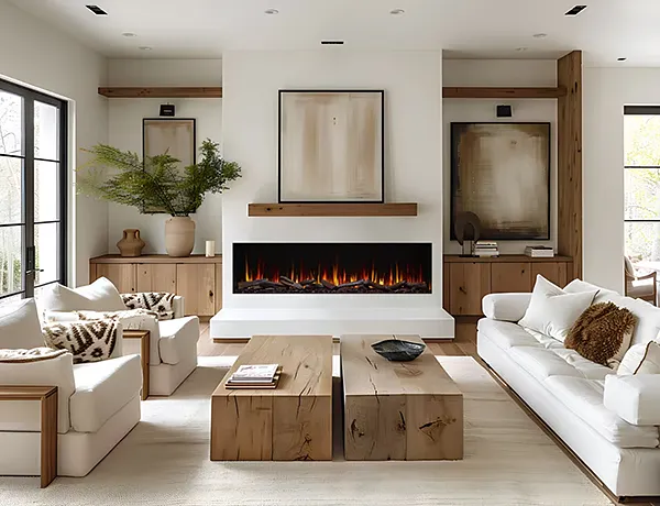 An Expansive Electric Fireplace for Ambiance