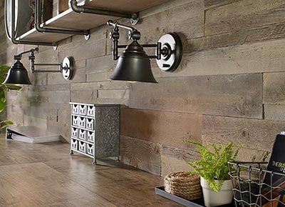 Durable Stone Planks with Wood Tones and Textures