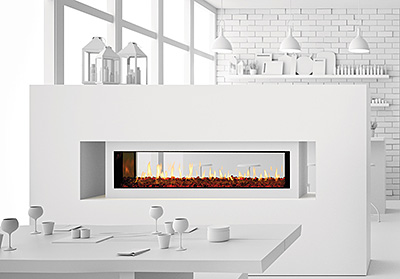 A See-Through Contemporary Fireplace